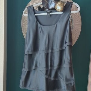 Ann Taylor Black Layered Satin Tank